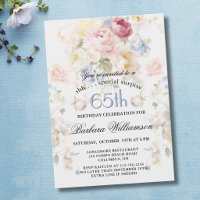 SURPRESA Aniversário de 65 anos Floral Pintado com