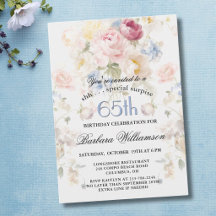 SURPRESA Aniversário de 65 anos Floral Pintado com