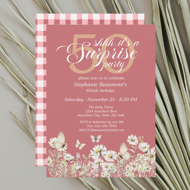 Convites Surpresa Branca de Flor Selvagem 50º Aniversário (Criador carregado)
