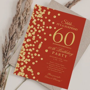 Convites Surpresa Brilho Dourado Festa de Aniversário de 60