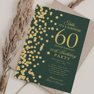 Convites Surpresa Brilho Dourado Festa de Aniversário de 60
