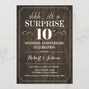 Convites Surpresa de 10º Aniversário de Casamento - Madeira