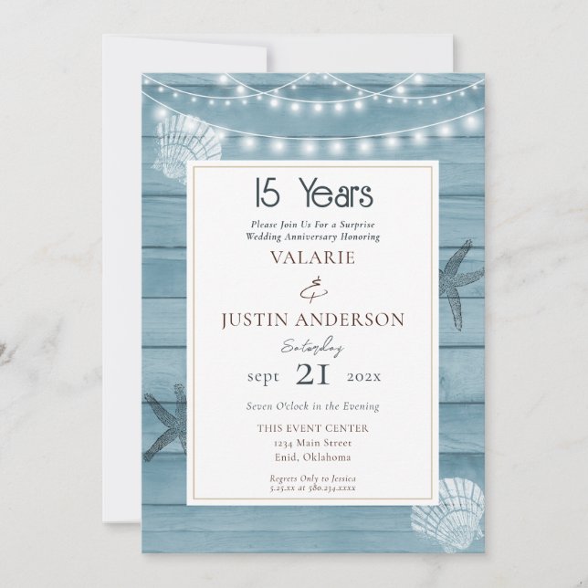 Convites Surpresa de 15º aniversário na praia (Frente)
