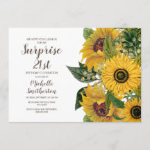 Surpresa de 21º Aniversário Girassol Branco Amarel