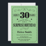 Convites Surpresa de 30º Aniversário Preto e Verde<br><div class="desc">Convite de Surpresa de 30º Aniversário Preto e Verde Tipografia. Fundo Preto e Verde. Aniversário de Adulto. Aniversário de Homem ou Mulher. Convite de Aniversário para Crianças, Meninos ou Meninas, Senhoras, Adolescentes. 13º 15º 16º 18º 20º 21º 30º 40º 50º 60º 70º 80º 90º 100º. Qualquer Idade. Para personalização adicional,...</div>