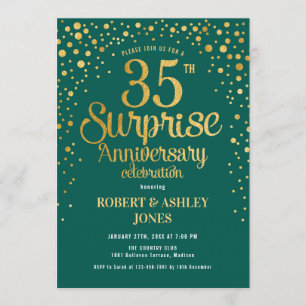 Convites Surpresa de 35º Aniversário de Casamento - Verde &