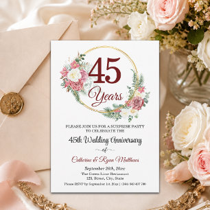 Convites Surpresa de 45 anos de casamento com flores