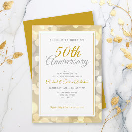 Convites Surpresa de 50 Anos de Casamento | Bokeh Dourado