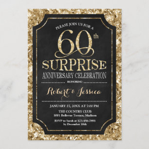 Convites Surpresa de 60º Aniversário de Casamento - Dourado