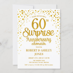 Convites Surpresa de 60º Aniversário de Casamento - Dourado