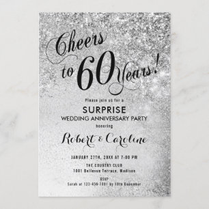 Convites Surpresa de 60º Aniversário de Casamento - Prata