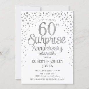 Convites Surpresa de 60º Aniversário de Casamento - Prata e