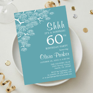 Convites Surpresa de 60 anos de idade Blue Green Aqua Pine 