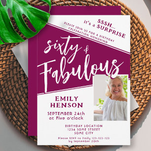 Convites Surpresa de 60 anos & Fabuloso Magenta Foto Aniver