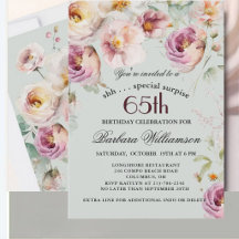 Surpresa de 65 Anos com Flores Pintadas Elegantes