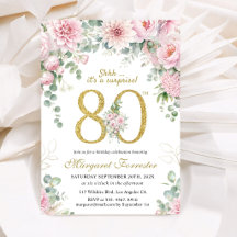 Surpresa de 80 Anos de Idade Dourado Brilho Rosa F