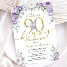 Surpresa de 90º Aniversário Dourado Roxo Floral El