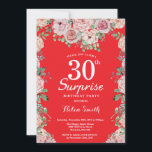 Convites Surpresa de Aniversário de 30 anos com Peônias Ros<br><div class="desc">Convite Surpresa de Aniversário de 30 anos com Peônias Rosa Floral Vermelho para Mulheres. Floral Aquarela. Flores Elegantes Rosa e Peônia. Aniversário Adulto. Fundo Vermelho. 13º 15º 16º 18º 20º 21º 30º 40º 50º 60º 70º 80º 90º 100º, Qualquer Idade. Para personalização adicional, clique no botão "Personalize" e use nossa...</div>