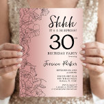 Convites Surpresa de Aniversário de 30 anos em Rose Gold<br><div class="desc">Convite de festa de aniversário surpresa de 30 anos em Rose Gold. Design feminino glamoroso com sotaques botânicos e fonte de tipografia em script. Cartão de convite floral simples perfeito para uma celebração de aniversário surpresa com estilo para uma mulher. Pode ser personalizado para qualquer idade. Convites impressos da Zazzle...</div>