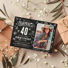 Convites Surpresa de Aniversário de 40 Anos com Desenho no