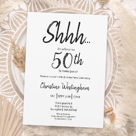 Convites Surpresa de Aniversário de 50 anos Preto e Branco