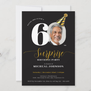 Convites Surpresa de Aniversário de 60 anos com Foto em Pre