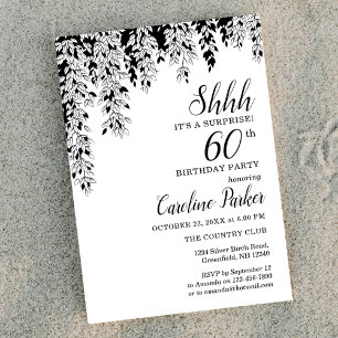 Convites Surpresa de Aniversário de 60 anos Silver Birch