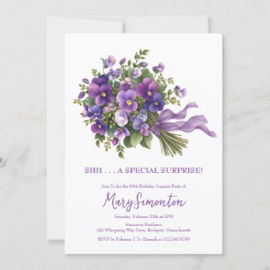 Convites Surpresa de Aniversário de 65 anos Buquê Floral Ro