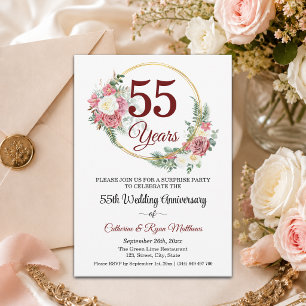 Convites Surpresa de Aniversário de Casamento de 55 Anos co