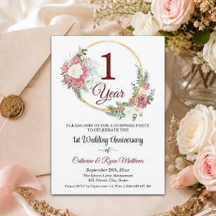 Convites Surpresa de Aniversário de Casamento Floral de 1 A