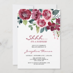 Convites Surpresa de Aniversário Floral Rosa Magenta