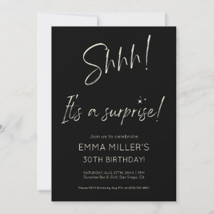 Convites Surpresa de Aniversário Minimalista Caligráfico
