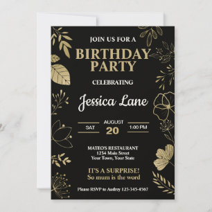 Convites Surpresa de Aniversário Rústico Elegante