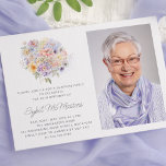 Convites Surpresa de fotos do Buquê com ventilador de Festa<br><div class="desc">Um elegante buquê floral de aquarelas de flores de safra enfeita o topo deste convite de festas surpresa de 60 anos. As flores pastéis suaves são acentuadas com a arte moderna de linha. O nome do celebrante de aniversário é escrito em um roteiro moderno e simples. Há sinais de correspondência...</div>