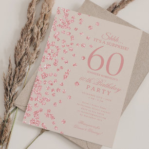 Convites Surpresa de Glitter em Rose Gold para Champanhe de