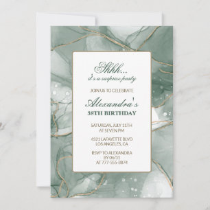 Convites Surpresa de Luxo Verde Dourado Chic para 38º anive