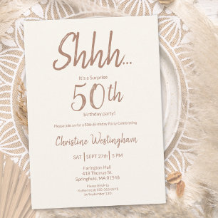 Convites Surpresa de Mocha Cream Boho Chic de 50º Aniversár