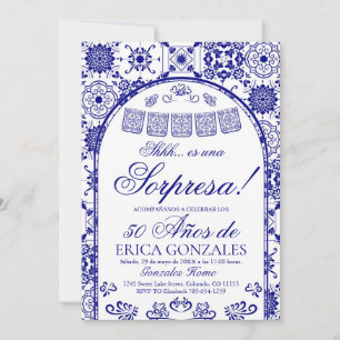 Convites Surpresa de Papel Picado Azul-Marinho para 50º Ani