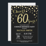 Convites Surpresa do 60º aniversário do Black e do Diamante<br><div class="desc">Surpreenda o 60º Convite de Aniversário com Fundo de Diamante Preto e Dourado. Dourado Confetti. Aniversário Adulto. Homens ou Mulheres Aniversário.
Para mais personalização,  clique no botão "Personalizar" e use a ferramenta design para modificar este modelo.</div>