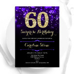 Convites Surpresa Dourada Roxa 60º aniversário<br><div class="desc">Surpresa 60º convite de aniversário. Design púrpura elegante com ouro brilhante. Apresenta na moda diamante, luzes e fontes de script. Homens ou mulheres convidam no dia. Perfeito para uma festa de aniversário adulta na moda. Personalize com seus próprios detalhes. Envie-me uma mensagem se precisar de mais personalização. Impressos convites Zazzle...</div>