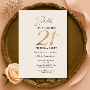 Convites Surpresa Elegante Aniversário de 21 anos