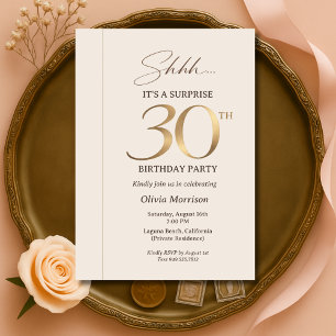 Convites Surpresa Elegante Aniversário de 30 anos