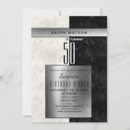 Convites Surpresa Elegante Aniversário de 50 anos