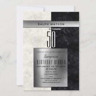 Convites Surpresa Elegante Aniversário de 50 anos
