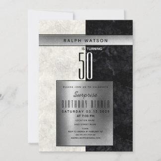 Convites Surpresa Elegante Aniversário de 50 anos