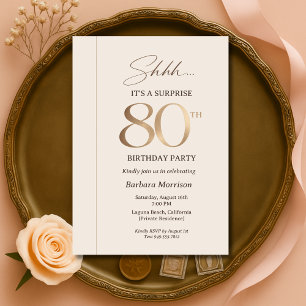 Convites Surpresa Elegante Aniversário de 80 anos