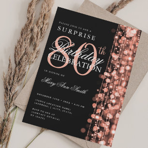 Convites Surpresa Elegante Aniversário de 80 anos Faíscas D