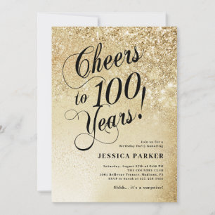 Convites Surpresa Elegante de Ouro de 100 Anos
