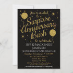 Convites Surpresa Festa de Aniversário Dourada<br><div class="desc">Esta divertida e festiva convite de festas de aniversário de casamento surpresa apresenta fundo negro com balões e estrelas de brilho dourado. Tem um talento elegante e caprichoso com uma na moda. Para 5,  10º,  15,  20,  25,  30,  35º,  45º,  50º ou qualquer outro!</div>