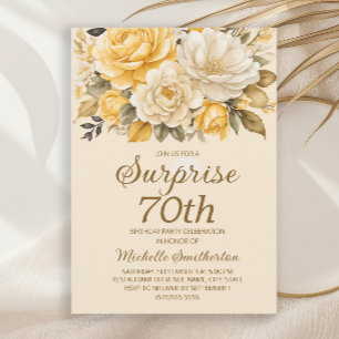 Convites Surpresa Floral Aquarela Creme Marfim Amarelo